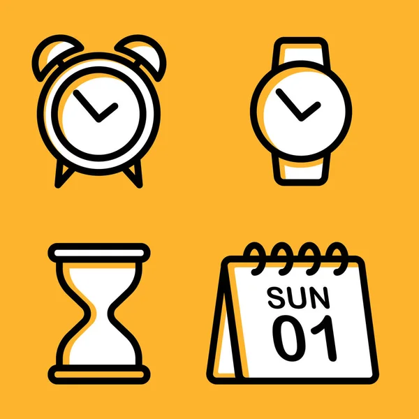 Calendar Watch Hourglass Icon Bold Outline Perfect Design Element Timer — Stock Vector