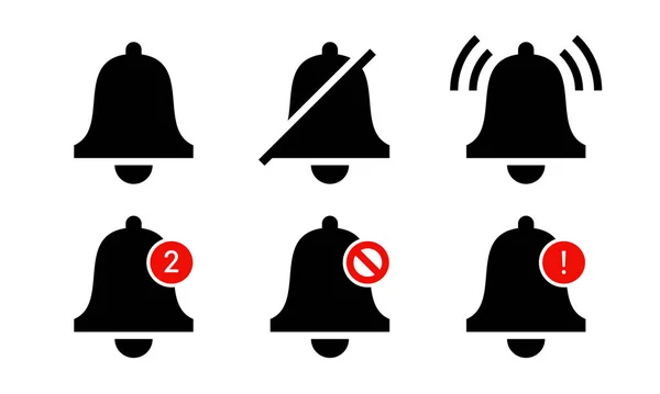 Melding Bel Pictogram Ingesteld Silhouet Bel Icoon Alarm Geschikt Voor — Stockvector