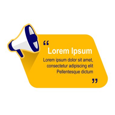 Megafon hoparlörü ve boş metin çerçeve vektör çizimi. Önemli bilgi posteri için uygun