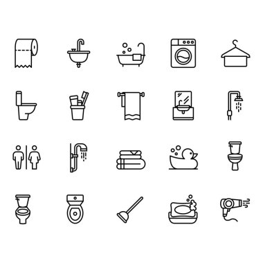 Bathroom and toilet icon set. Toilet outline icon collection.