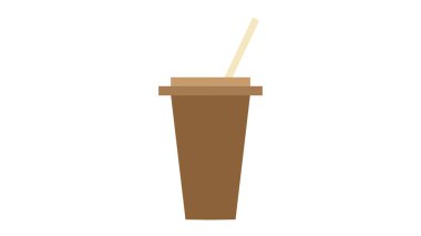 Gazoz ya da soğuk içecek için beyaz arka planda izole edilmiş pipetli kağıt bardak şablonu. Paket koleksiyonu. Vektör illüstrasyonu