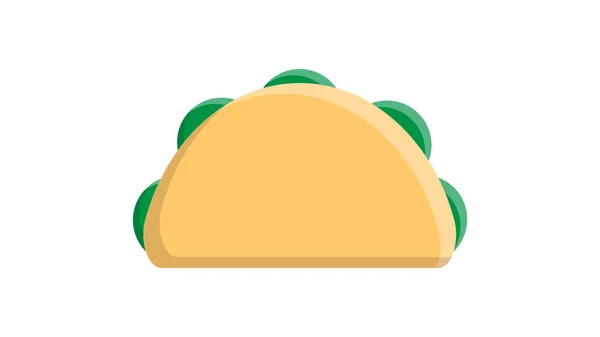 Taco pada latar belakang putih, vektor ilustrasi. masakan meksiko tradisional. Nikmat sekali makan siangnya. Jajanan hangat. Makanan ringan vegetarian. Isian kedelai dengan keju dan rempah-rempah - Stok Vektor