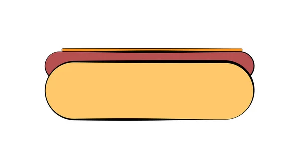 Hot Dog auf weißem Hintergrund, Vektorillustration. Brötchen mit Wurst, ungesunder Snack. ein Sandwich zum Mittagessen mit einer herzhaften Füllung aus Käse, Fleisch und Kräutern. Fast Food Lunch, kalorienreicher Snack — Stockvektor