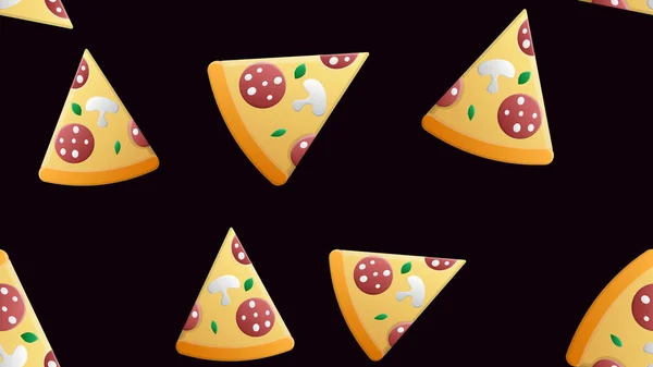 Handtekenpizza. Doodle pizza naadloze patroon achtergrond. Fast food naadloze vector patroon — Stockvector