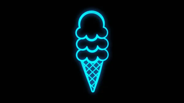 Мороженое Neon Light Retro Banner Design. Ледяной поток десертная ночь освещается светящимся знаком. Фруктовое мороженое в конусной пище — стоковый вектор