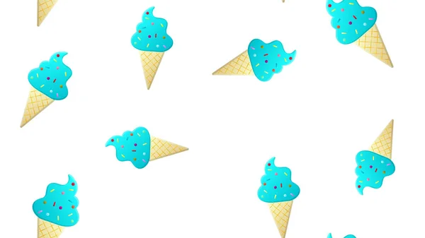 Cônes de crème glacée Textile Horizontal coloré sans couture fond — Image vectorielle