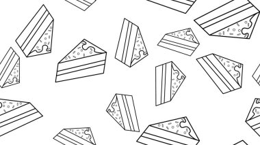 Pasta grafiği siyah beyaz desensiz çizim vektörü