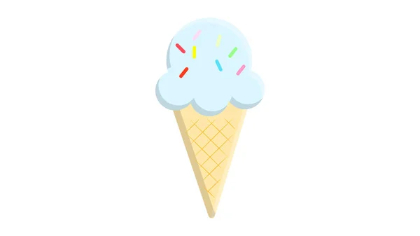 冰淇淋锥形薄荷味，顶部扁平设计 — 图库矢量图片
