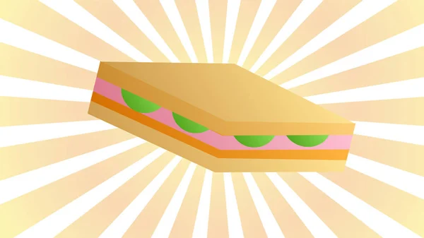Sandwich - linda imagen de dibujos animados de color. Elementos de diseño gráfico para menú, packaging, publicidad, póster, folleto o fondo. Ilustración vectorial de comida rápida — Vector de stock