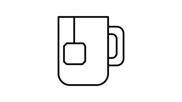 Caneca de chá com saco de chá e ícone de vapor — Vetor de Stock