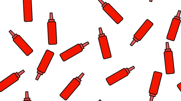 Röd linje Sauce flaska ikon isolerad sömlös mönster på svart bakgrund. Ketchup, senap och majonnäs flaskor med — Stock vektor