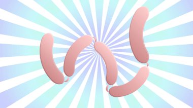 Sosis salamı renkli dokuları olan retro pankart.