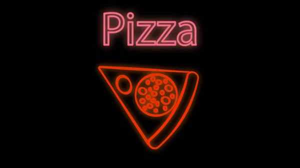 Pizza logo, emblem. Pizza neon sign, bright signboard, light banner. Neon sign — Stock Vector