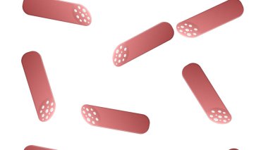 Sosisler pürüzsüz, düz şekilli. Frankfurtların sonu gelmez arka plan, doku. Vektör çizimi. Yemek, mutfak.