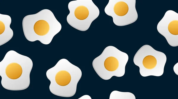 Fried Eggs nahtloses Muster auf blauem Hintergrund. Vektorillustration — Stockvektor