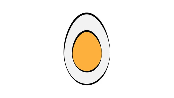 Hard Boiled Oeuf cassé tranché style plat avec une longue ombre isolée sur fond vert. éléments de petit déjeuner signe vectoriel symbole — Image vectorielle