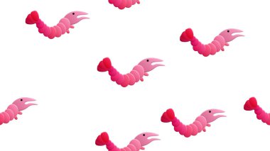 Pembe karides deseni. Kusursuz elle çizilmiş vektör deseni tasarımı. Deniz ürünleri konsepti. Akdeniz yemek düzeni. Web afişi ve yazdırma için deniz ürünleri dokusu tasarımı