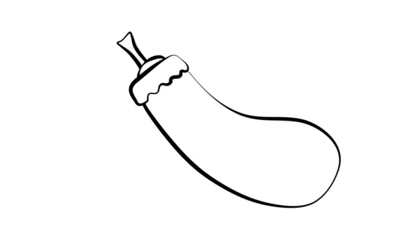 Tecknad aubergine vektor illustration isolerad på vit bakgrund. Eggplantans kontur för färgläggning sida. Ikonen för äggplantor — Stock vektor