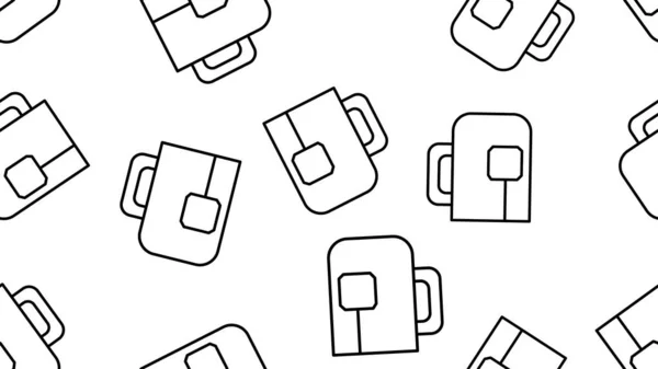 Taza de té con una bolsa de té en el interior sobre un fondo blanco, ilustración vectorial, patrón. té con una bolsa de té desechable. ilustración en blanco y negro. fondo de pantalla para la decoración de la cafetería — Vector de stock