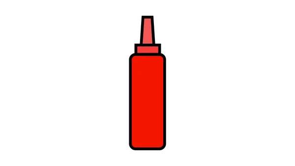 Ketchup sur fond blanc, illustration vectorielle. ketchup rouge, assaisonnement fast food. sauce pour la vinaigrette. burger juteux et pommes de terre frites au ketchup. snack rapide — Image vectorielle