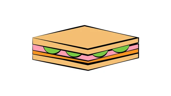 Сэндвич с начинкой на белом фоне, векторная иллюстрация. аппетитный сэндвич с мясом, колбасой, сыром и травами. с белым хлебом. закуски быстрого питания. фастфуд — стоковый вектор