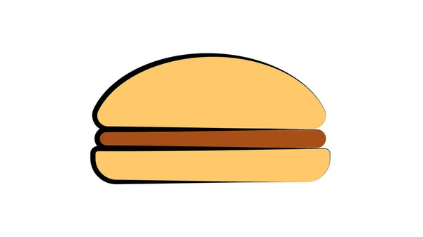 Smakelijke hamburger met vulling op een witte achtergrond, vector illustratie. vegetarische burger, geen vlees en kaas, met salade en gras. smakelijk dieet broodje — Stockvector