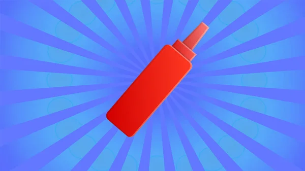 Ketchup auf blauem, gestreiftem Retro-Hintergrund, Vektorillustration. roter Ketchup, Fast-Food-Würze. Retro-Image von Ketchup, Würze für Restaurant und Essen — Stockvektor