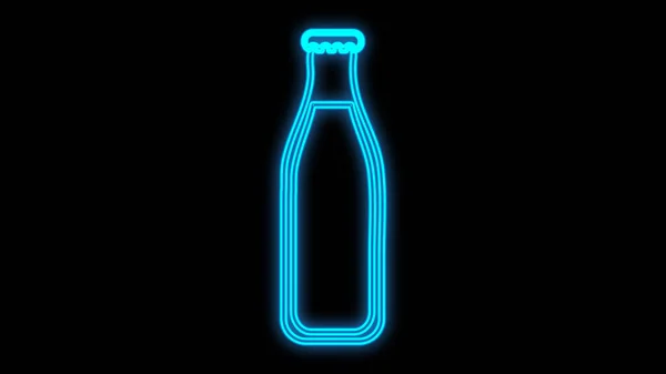 Lemonade, cola in a glass bottle on a black background, vector illustration, neon. neon sign in blue, fast food and coffee shop decoration. bright sign for restaurants — Stock Vector