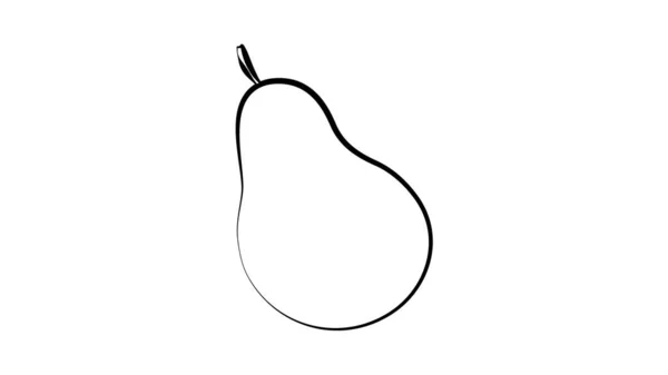 Колекція фруктів та ягід - груша. Лінійний значок цілої груші з листям. Векторна ілюстрація — стоковий вектор