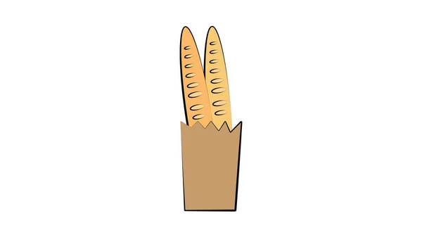 Pão de baguete francês num saco de papel. Conjunto de produtos de panificação saborosos para o café da manhã. pão baguete realista e pão isolado —  Vetores de Stock