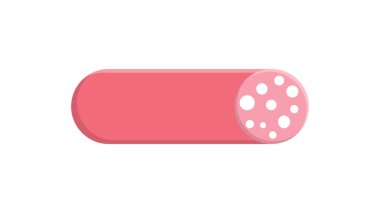 Beyaz arka planda salam, vektör çizimi. Domuz yağlı sosis, hacimsel çizim. Bira için salam, et tabağı. Hızlı atıştırma