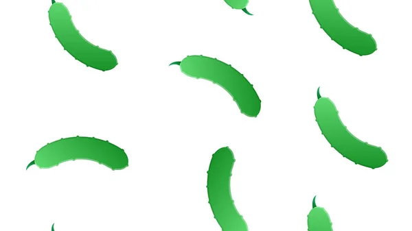 Okurka na bílém pozadí, vektorová ilustrace, vzor. zelená okurka, čerstvá zelenina na salát. bezešvé ilustrace, tapety, stylový dekor — Stockový vektor