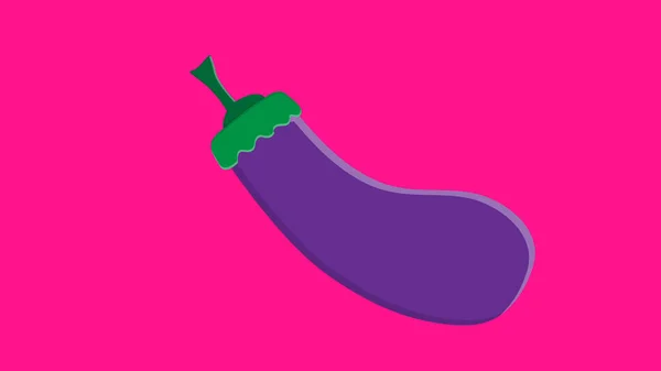 Aubergine op een roze achtergrond, vectorillustratie. paarse aubergine. groente voor salade en eten. vegetarisch voedsel. gewichtsverlies en gewichtsverlies — Stockvector
