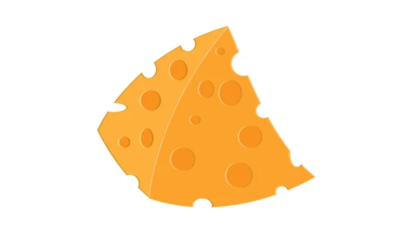 Queso sobre fondo blanco, ilustración vectorial. una apetitosa rebanada triangular de queso con agujeros. Queso francés con un delicado aroma. queso crema — Vector de stock