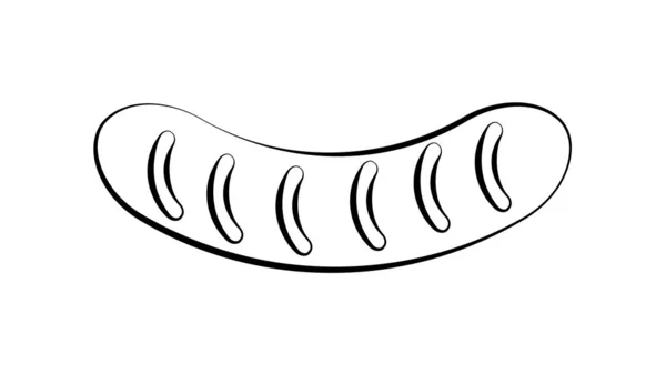 Korv svart och vitt på en vit bakgrund. aptitretande grillad korv. kebab till lunch och middag. läcker köttkorv till frukost. Ölmellanmål. vektor illustration — Stock vektor