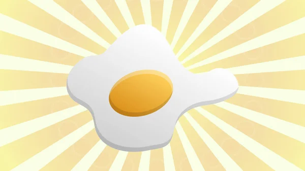 Huevos revueltos sobre fondo blanco-naranja, ilustración vectorial. huevo con yema amarilla. delicioso desayuno. huevos fritos con proteína blanca. huevo frito para el desayuno inglés — Vector de stock