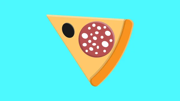 Rebanada Pizza Sobre Fondo Azul Ilustración Vectorial Una Rebanada Apetitosa — Vector de stock