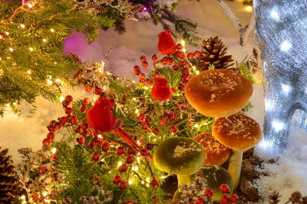 Decoração Natal Para Centro Comercial Árvores São Decoradas Com Bolas — Fotografia de Stock