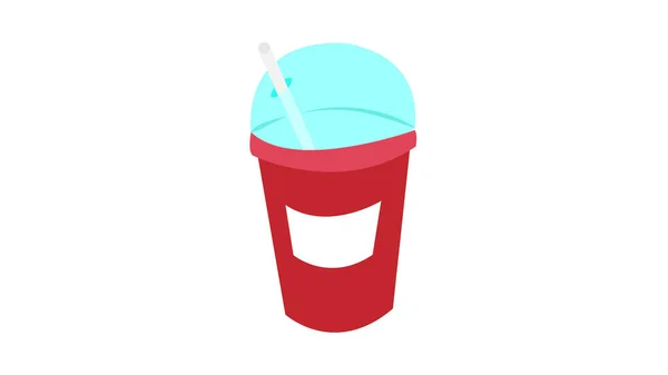 飲みストロー付きプラスチックカップの中に3枚の赤いスムージーのセット — ストックベクタ