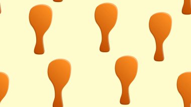 Kızarmış tavuk budu kırmızı arka planda pürüzsüz desen. Çizgi film fast food bagetleri düz vektör çizimi.