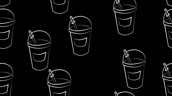 Handgezeichnete Cocktails Mit Nahtlosem Muster Gekritzelte Schwarze Skizze Symbolbild Dekorationselement — Stockvektor