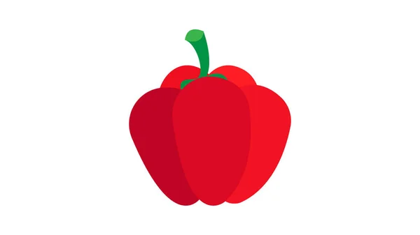 Verduras Pimiento Rojo Fruta Entera Mitad Icono Plano Dibujos Animados — Archivo Imágenes Vectoriales