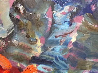 çok renkli, koyu dokular. tuval üzerine koyu boya. Palet, suyla karışmış boya lekeleri. Parlak, yaratıcı çizim. Doku heterojen, voluminöz. arkaplan.