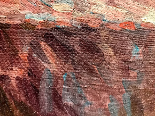Çadır Bezi Desenli Duvar Kağıdına Fırça Darbeleriyle Soyut Yağlı Boyayı — Stok fotoğraf