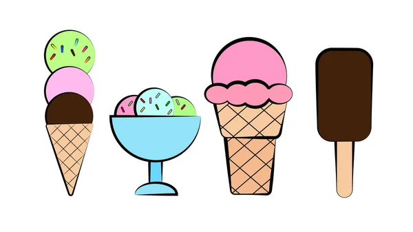 Cono Helado Barra Pastel Colorido Helado Aislado Rosa Ilustración Vectorial — Vector de stock