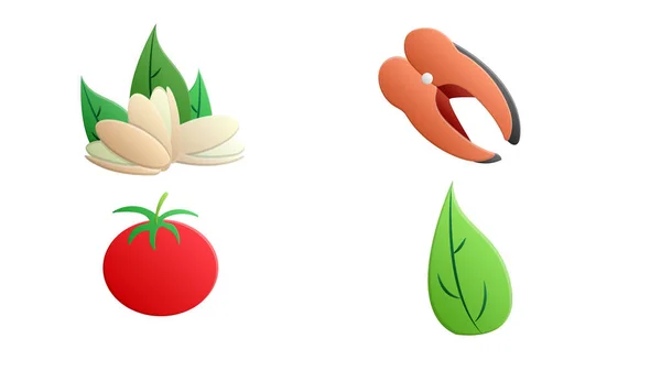 含坚果 蔬菜的维生素H食物载体扁平图标 — 图库矢量图片
