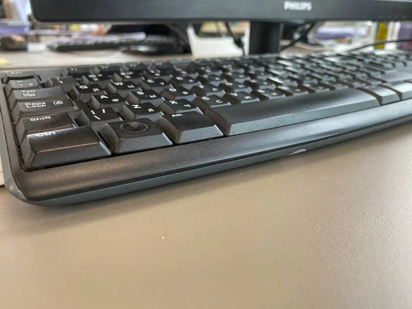 Nuevo Teclado Computadora Cerca — Foto de Stock