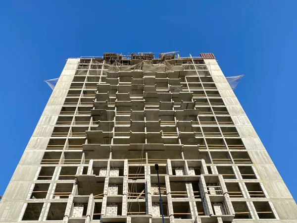 Gran Panel Hormigón Inacabado Edificio Alto Monolítico Marco Nuevos Edificios — Foto de Stock