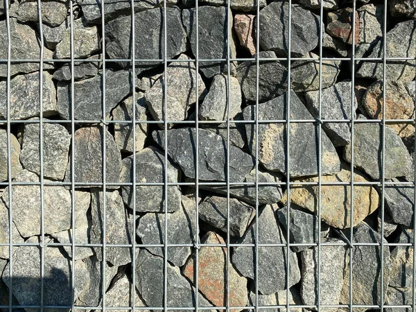 Cobblestones Uma Pannier Malha Arame Pedra Material Construção Para Ruas — Fotografia de Stock