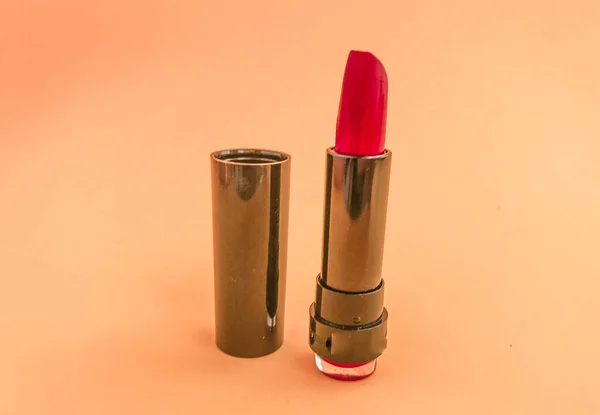 Beautiful Fashionable Beauty Cosmetic Glamorous Red Lipstick Applying Makeup Lips — Stock Photo, Image